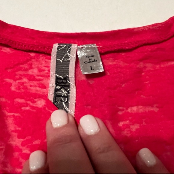 BKE Buckle Womens Size Large Pink Burnout Long Sleeve Shirt Scoop Neck Fitted - Picture 2 of 7